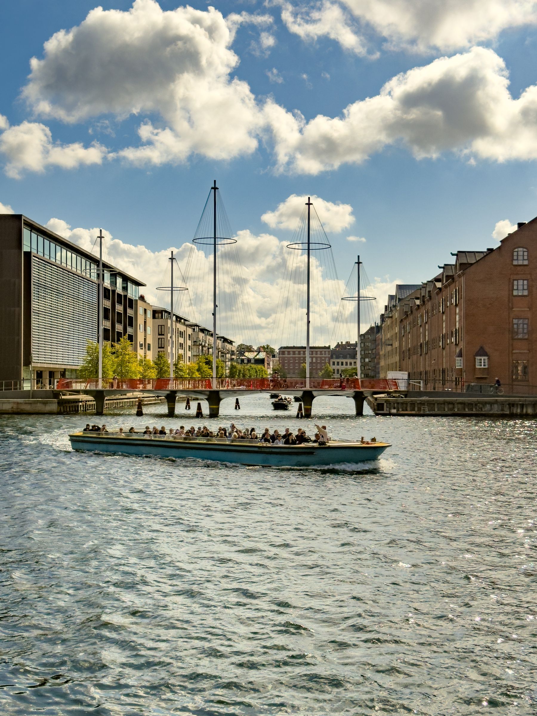 Cirkelbroen (Circle Bridge) with Tour Boat